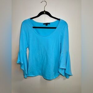 Boston Proper Aqua Flare Sleeve Top